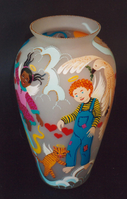 Angel Vase, Boy With Overalls